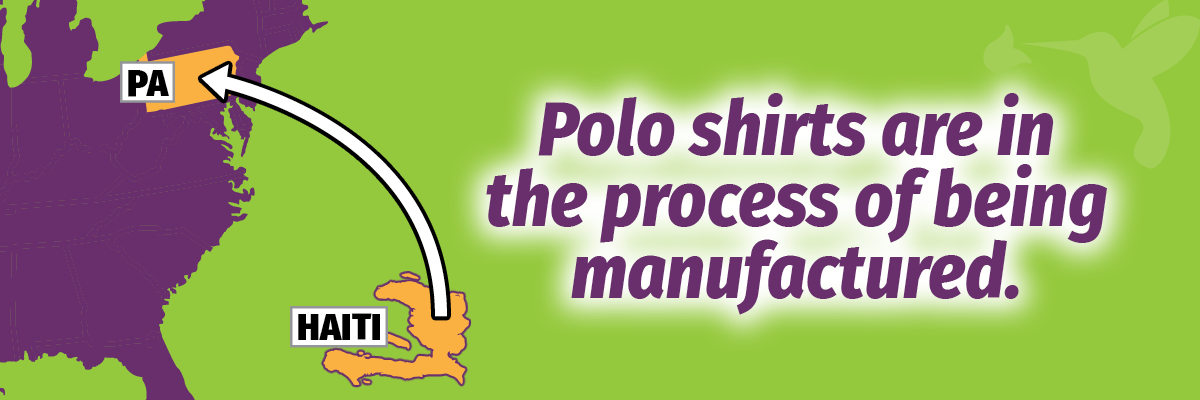 Polo shirts are in the process of being manufactured.